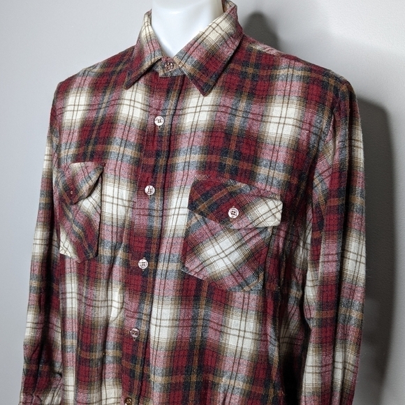 Vintage Wool O The West red white plaid button up L - Picture 2 of 6